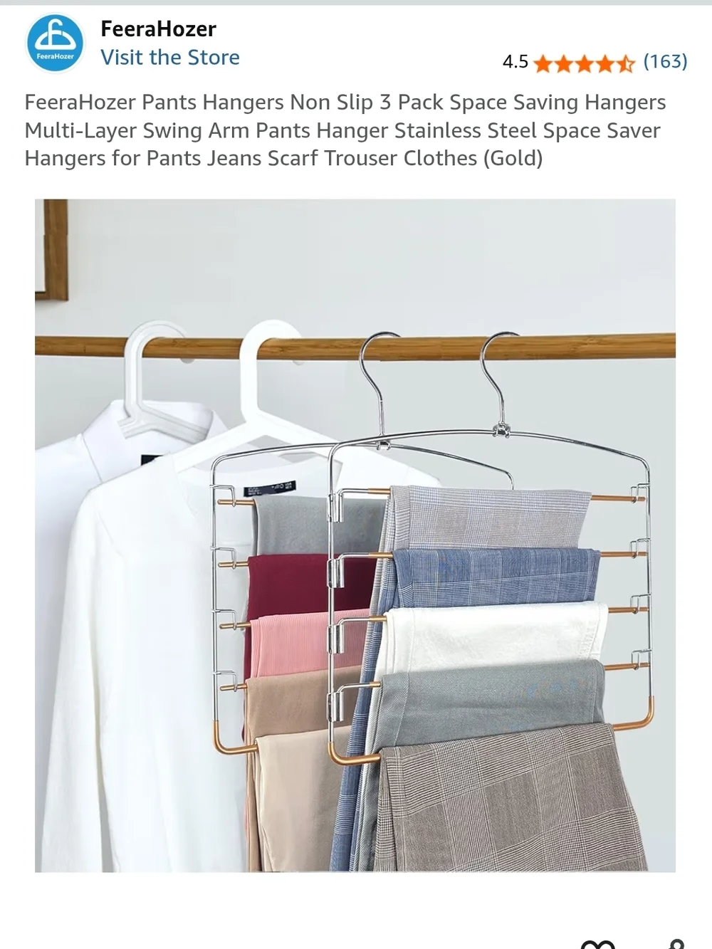 Set of 3 Metal Multi-Tier Pants/Skirt Hangers in Copper and Silver